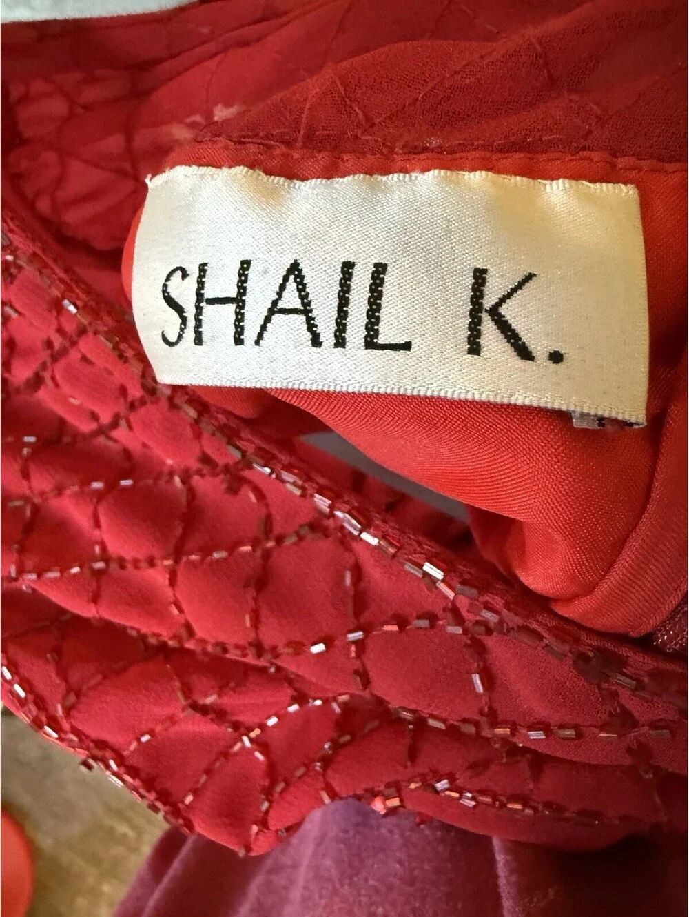 Shail K Formal Party Beaded Red Long sleeved Mini Dress Sz 0